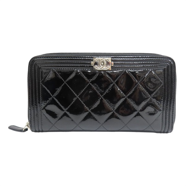黑色漆皮 Boy 拉鍊長夾 A68912【CHANEL 香奈兒】 A68912