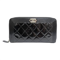 黑色漆皮 Boy 拉鍊長夾 A68912【CHANEL 香奈兒】 A68912