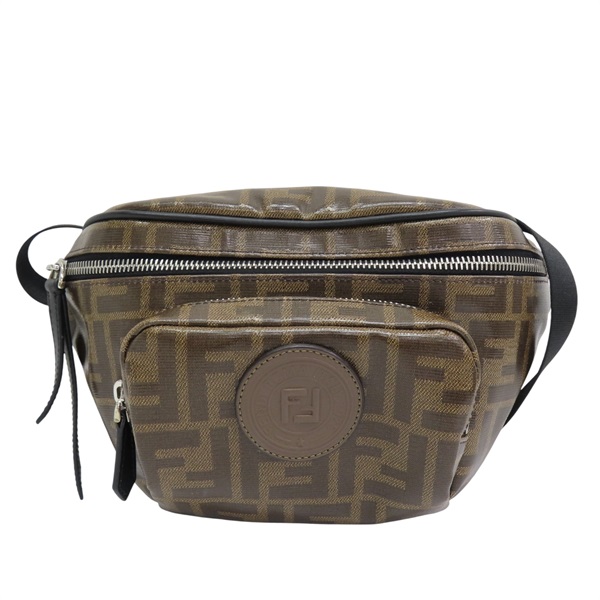 棕色 PVC塗層帆布 腰包【FENDI 芬迪】 7VA446