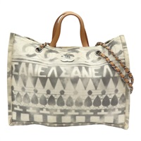 白//灰/橘色 漸層 帆布 牛皮 兩用包【CHANEL 香奈兒】