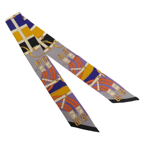 紫色 絲綢 絲巾 Twilly【HERMES 愛馬仕】