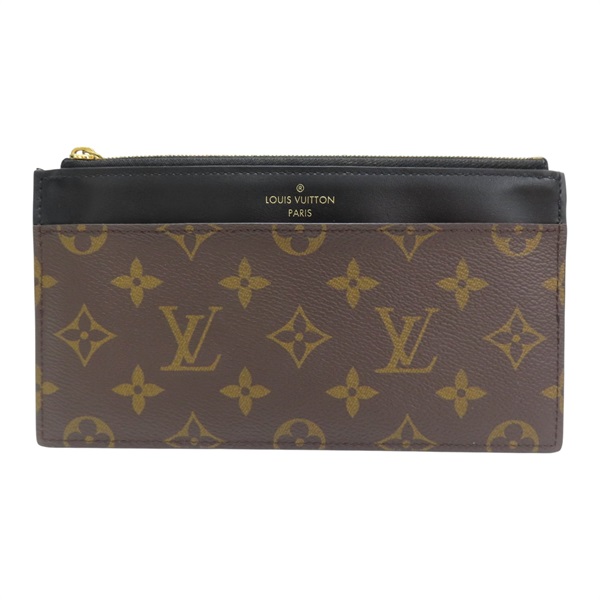 黑/棕色 原花帆布 拉鍊薄長夾 M80348【LOUIS VUITTON LV 路易威登】 M80348