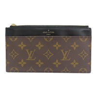 黑/棕色 原花帆布 拉鍊薄長夾 M80348【LOUIS VUITTON LV 路易威登】 M80348