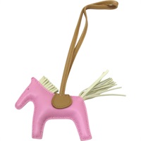 粉色羊皮 Rodeo PM 小馬 吊飾 U刻【HERMES 愛馬仕】