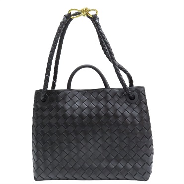 黑色 羊皮編織 Medium Andiamo 兩用包【BOTTEGA VENETA BV 寶緹嘉】 766016