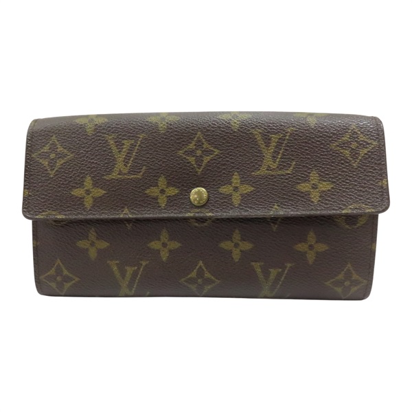 棕色 原花帆布 Sarah 扣式長夾【LOUIS VUITTON LV 路易威登】 M61726