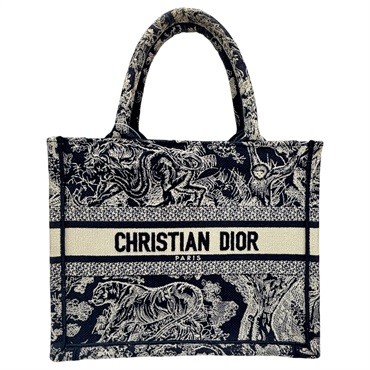 藍/白色 刺繡帆布 Book Tote 小號 手提包【Dior 迪奧】