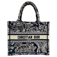 藍/白色 刺繡帆布 Book Tote 小號 手提包【Dior 迪奧】