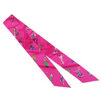 桃紅色 絲綢 Ex-Libris Les Parisiennes 絲巾 【HERMES 愛馬仕】 H063416S