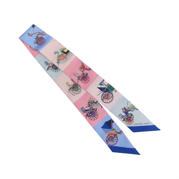 粉色/藍色 絲綢 絲巾【HERMES 愛馬仕】 H063429S