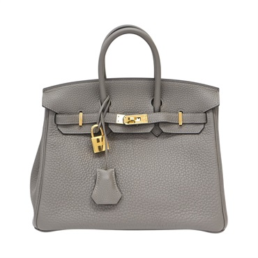 錫契灰 Taurillon牛皮 Birkin 25 柏金包 手提包 U刻 金扣【HERMES 愛馬仕】 U刻/Gris Meyer