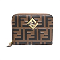 棕色牛皮 FF Diamonds 拉鍊短夾【FENDI 芬迪】 8M0508