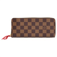 棕色 棋盤格帆布 Clemence 拉鍊長夾【LOUIS VUITTON LV 路易威登】 N60534