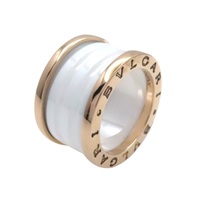 18K玫瑰金 白色陶瓷 B-Zero1 戒指 47【BVLGARI 寶格麗】 345831