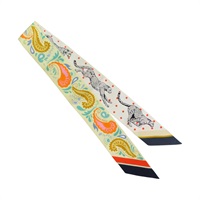 黃色 真絲 Guepards Bandana 絲巾【HERMES 愛馬仕】 H064179S