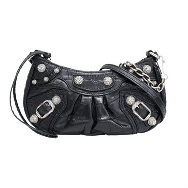 黑色羊皮 壓紋 Le Cagole Mini 肩背包 695814【Balenciaga 巴黎世家】 695814