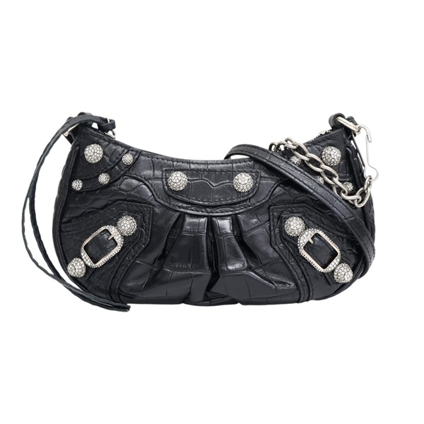 黑色羊皮 壓紋 Le Cagole Mini 肩背包 695814【Balenciaga 巴黎世家】 695814