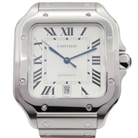 銀色錶盤 不鏽鋼 自動上鍊錶 大型款 Santos De Cartier 腕錶【Cartier 卡地亞】 WSSA0018