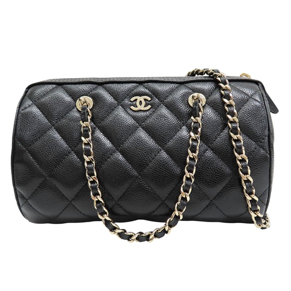 黑色 菱格紋 荔枝紋 牛皮 鍊帶肩背包【CHANEL 香奈兒】 AP4474