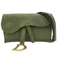綠色 緹花帆布 肩背包【Dior 迪奧】 S5647