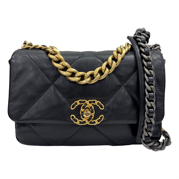 黑色 羊皮 19 Flap 菱格紋 荔枝紋 肩背包【CHANEL 香奈兒】 AS1160