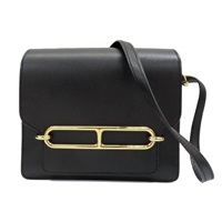 黑色 Evercolor牛皮 Mini Roulis 肩背包 銀扣 U刻【HERMES 愛馬仕】