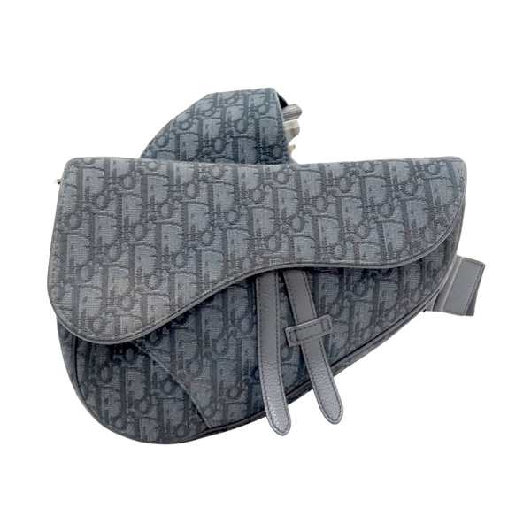 灰黑色 緹花帆布 SADDLE 馬鞍包 肩背包【Dior 迪奧】  1ADPO093YKY