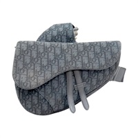 灰黑色 緹花帆布 SADDLE 馬鞍包 肩背包【Dior 迪奧】  1ADPO093YKY