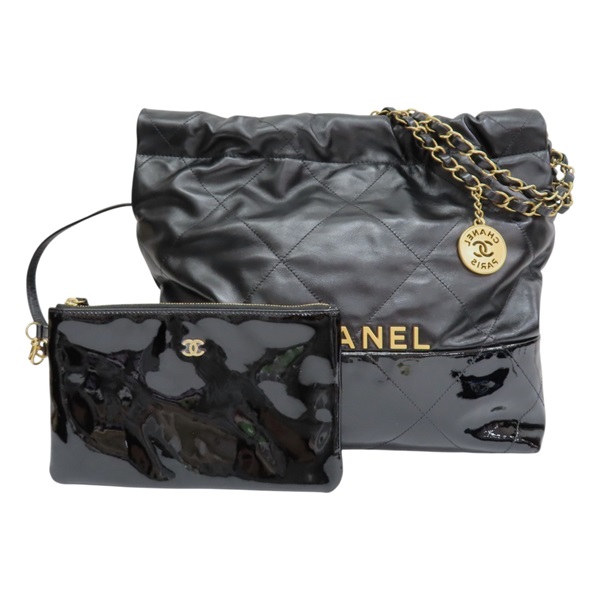 黑色牛皮 22 鍊帶 肩背包【CHANEL 香奈兒】 AS3260