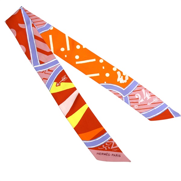 橘色 Jeu de Soie Uniforme 絲綢 絲巾 Twilly【HERMES 愛馬仕】 H063983S