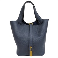 午夜藍 Taurillon牛皮 Picotin Lock 18 手提包 B刻 金扣【HERMES 愛馬仕】