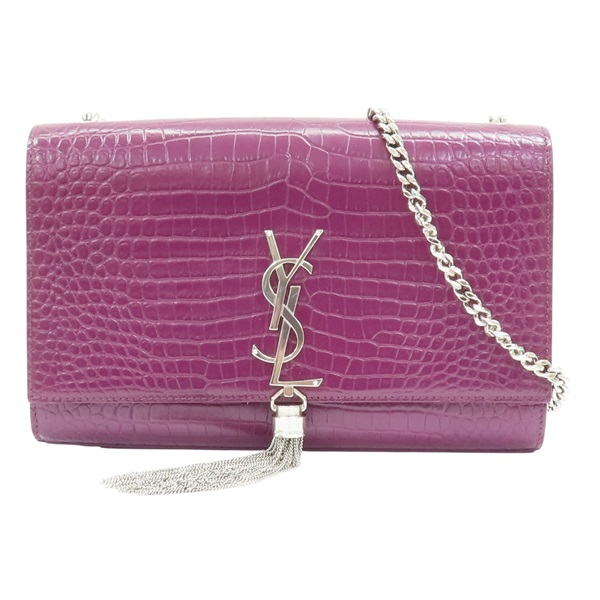 紫色 鱷魚皮 Kate Tassel Crossbody 肩背包 354119【SAINT LAURENT YSL 聖羅蘭 】 354119