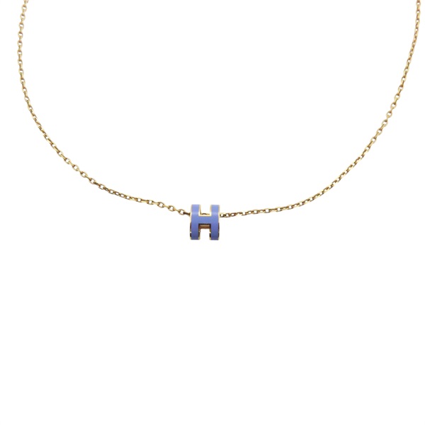 金屬 紫色法瑯 Mini Pop H 項鍊【HERMES 愛馬仕】 H147992F