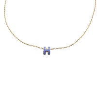 金屬 紫色法瑯 Mini Pop H 項鍊【HERMES 愛馬仕】 H147992F