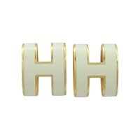 白色琺瑯 鍍金 POP H 耳環【HERMES 愛馬仕】 H608002F