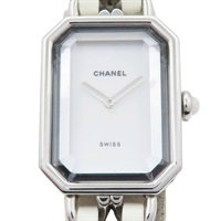 Premiere M 石英腕錶 黑色錶盤 鍍銀 白色皮革錶帶【CHANEL 香奈兒】 H1639
