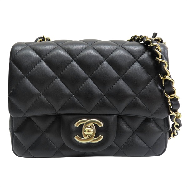 黑色 羊皮 Mini Coco 17 鏈帶肩背包 金釦【CHANEL 香奈兒】 A35200