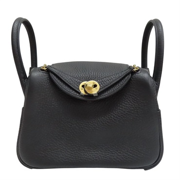 黑色 Taurillon牛皮 Mini Lindy 肩背包 W刻 金釦【HERMES 愛馬仕】