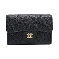 黑色 菱格紋 荔枝紋 牛皮 卡夾 名片夾 AP0214【CHANEL 香奈兒】 AP0214