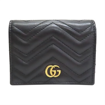 黑色牛皮 Marmont 兩折 扣式 短夾 466492【GUCCI 古馳】 466492