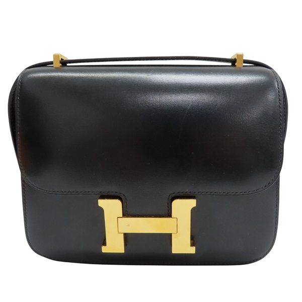 黑色 Box牛皮 Constance 19 康康包 肩背包 ○W刻 金扣【HERMES 愛馬仕】