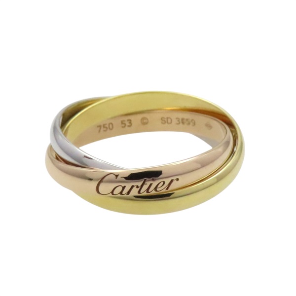 18K 三色三金 Trinity 三環戒指 53【Cartier 卡地亞】 B42351