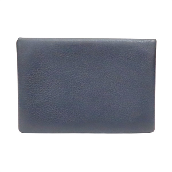深藍色 Evercolor牛皮 卡夾 名片夾 Y刻 銀扣【HERMES 愛馬仕】