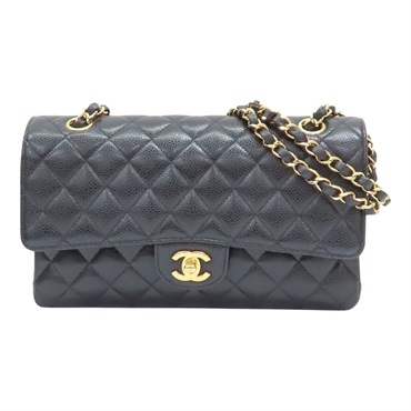 黑色 荔枝紋牛皮 Classic Flap 25 肩背包【CHANEL 香奈兒】 A01112