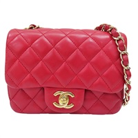 紅色 菱格紋 羊皮 鏈帶肩背包 金釦【CHANEL 香奈兒】 A35200