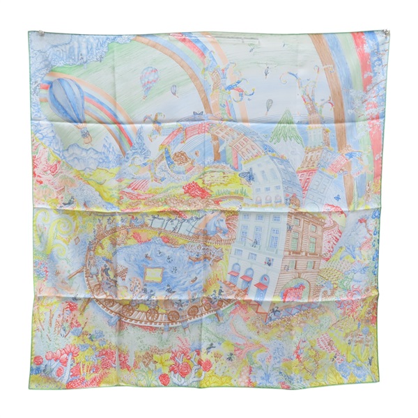 多色 絲綢  LES FOLIES DU FAUBOURG 方巾 90x90【HERMES 愛馬仕】 H004147S