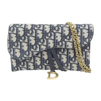 藍色 Oblique緹花帆布 SADDLE WOC 鍊帶 肩背包 S5614【Dior 迪奧 】 S5614