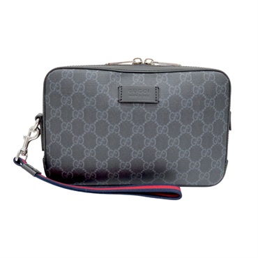 黑色 GG Supreme帆布 手拿包【GUCCI 古馳】 495562