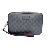 黑色 GG Supreme帆布 手拿包【GUCCI 古馳】 495562