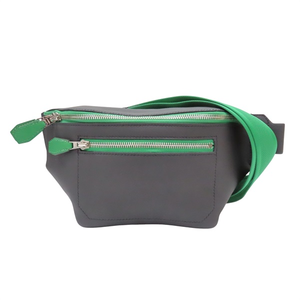 黑/仙人掌綠 Cristobal牛皮 Cityslide PM 腰包 D刻 銀扣【HERMES 愛馬仕】